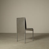 Set of six postmodernist stainless steel dining chairs from circa 1980-1990.
