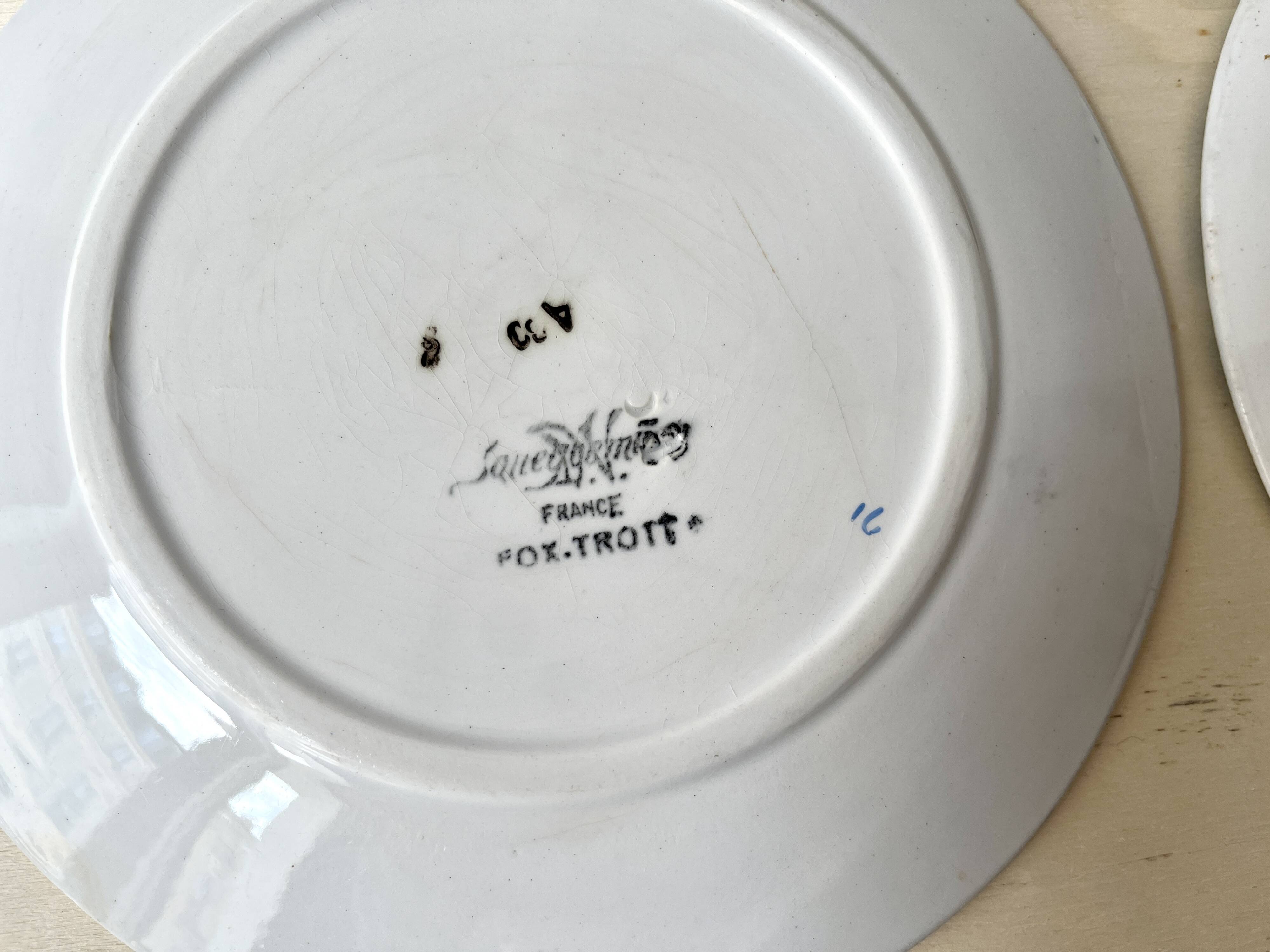Set of 4 fox trott sarreguemines art deco dessert plates 1930