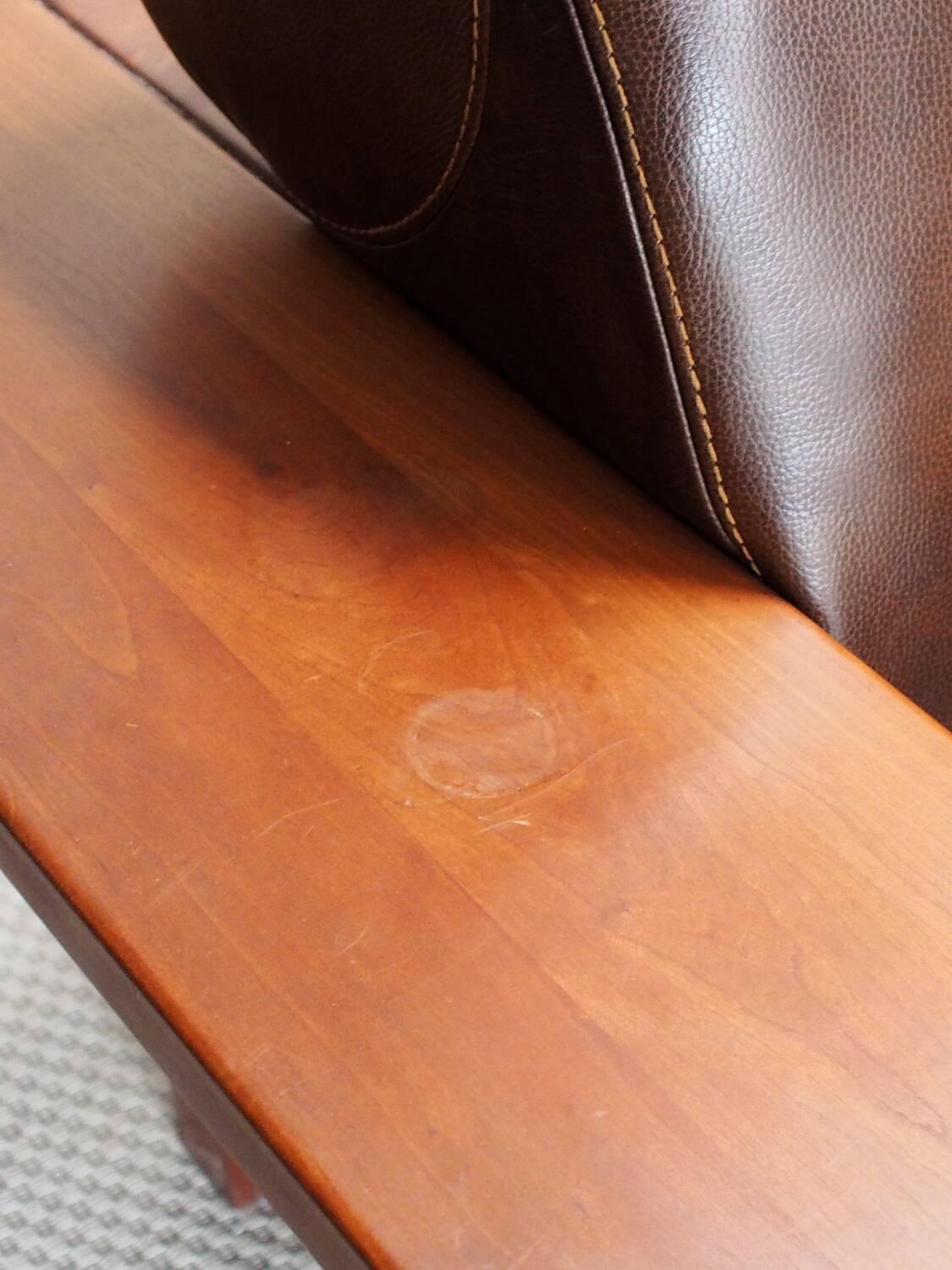 Wood and leather sofa