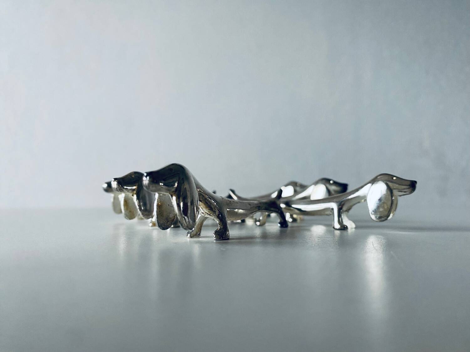 6 vintage dachshund shaped knife holder
