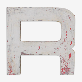 Lettre d'enseigne vintage en métal « R »