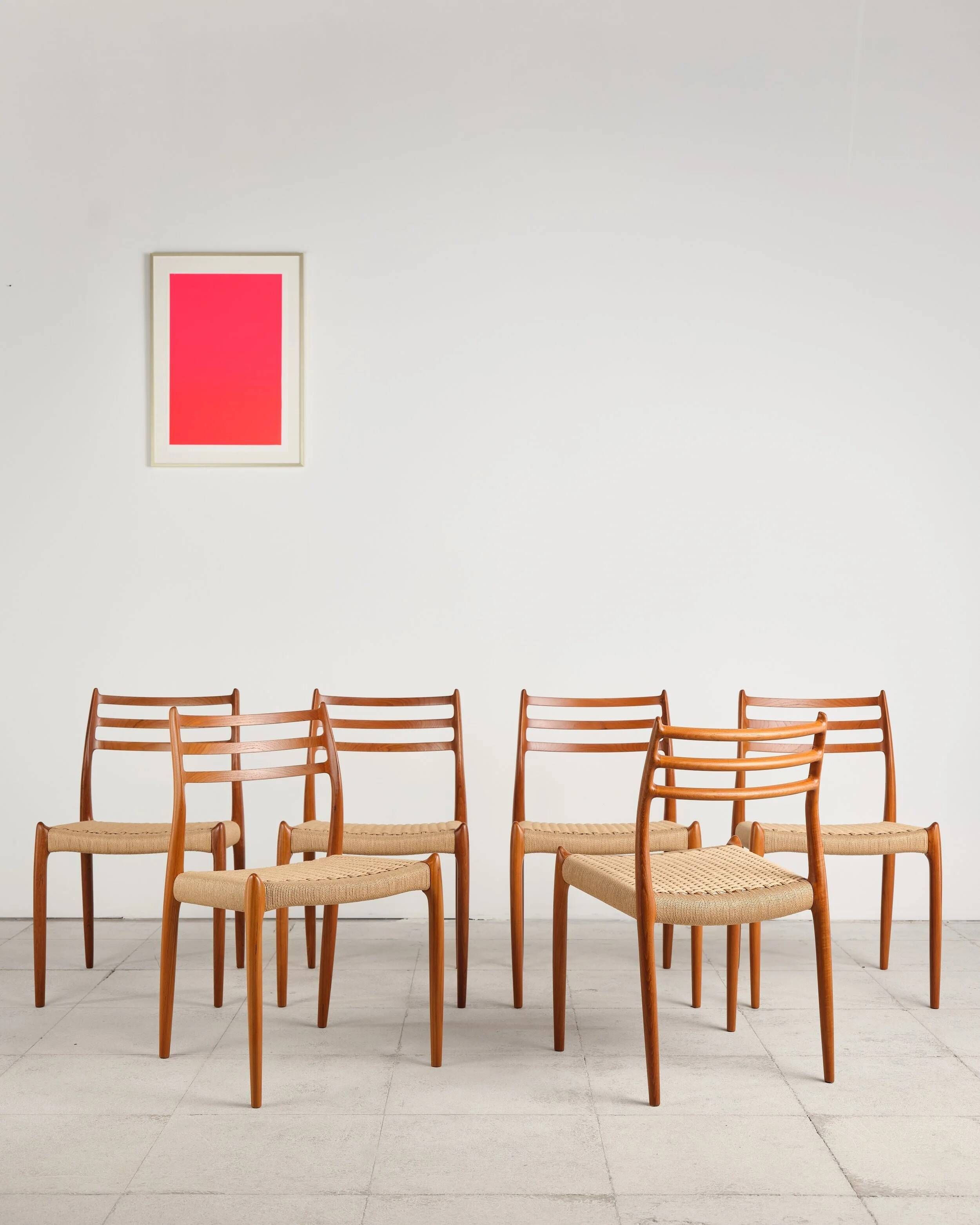 Set of 6 model 78 chairs in teak by Niels O. Møller, Denmark, 1960s.