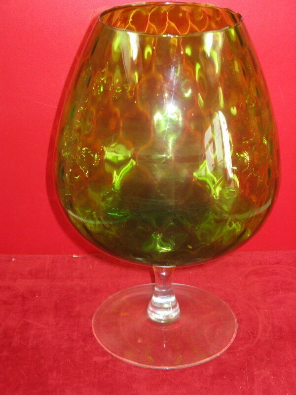70' vintage cognac glass-shaped green vase