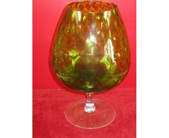 Vase vert en forme de verre à cognac vintage 70' | Selency