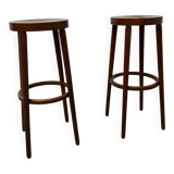 2 Baumann wooden bar top stools