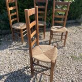 Set of 4 straw chairs