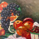 Still life with fruits and strawberries, oil on canvas signed Odile Julien.