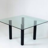 Table à manger carrée "Brentano" en verre par Emaf Progetti pour Zanotta (Italie, années 1980).