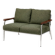 Olive green & chrome mid-century 2-seater sofa