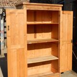 Ancien vestiaire industriel bois - Armoire parisienne en sapin