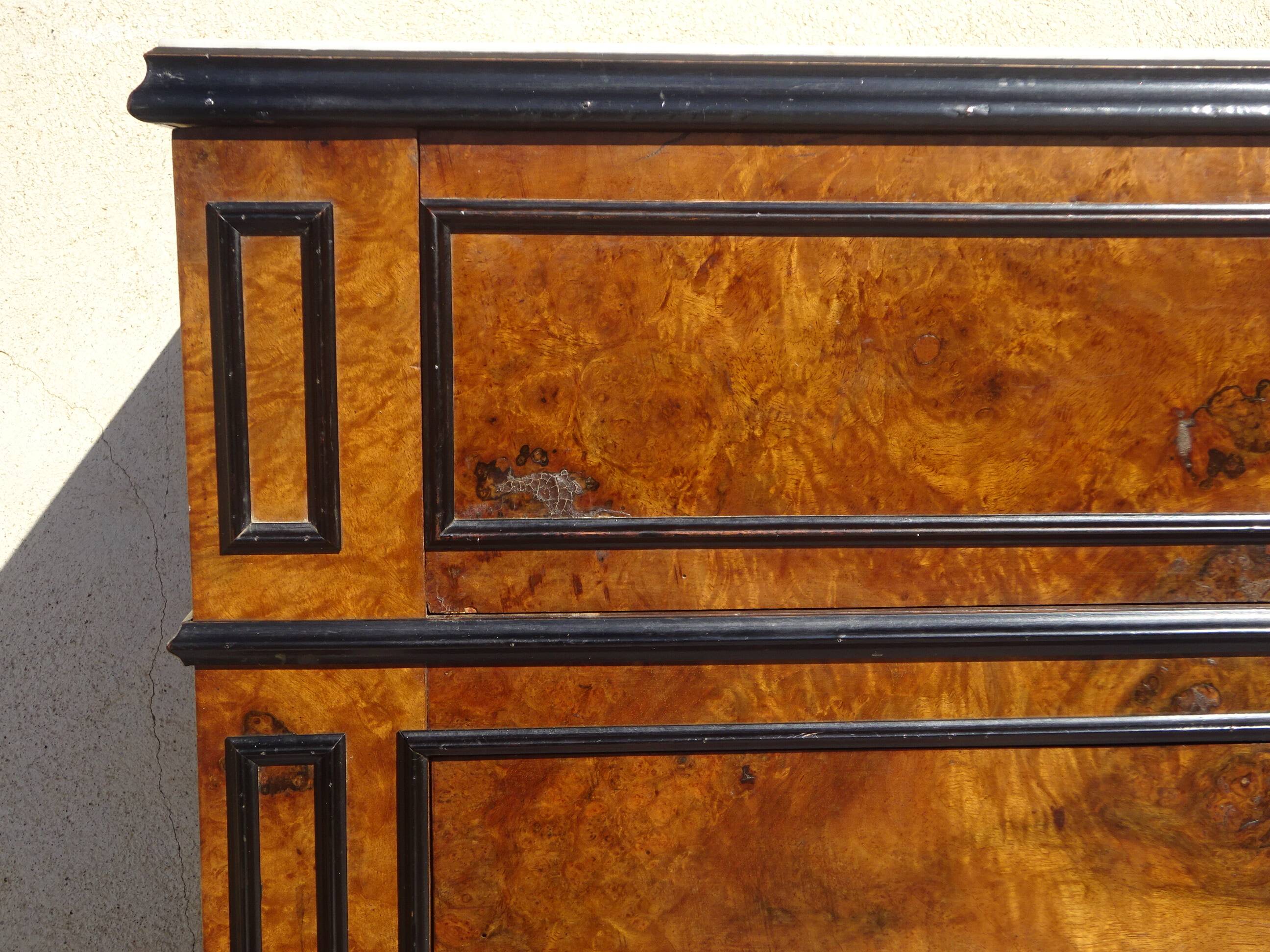 Napoleon III chest of drawers in walnut and burl walnut