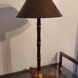 Lampe tripode art déco en bois et laiton signé France Paris