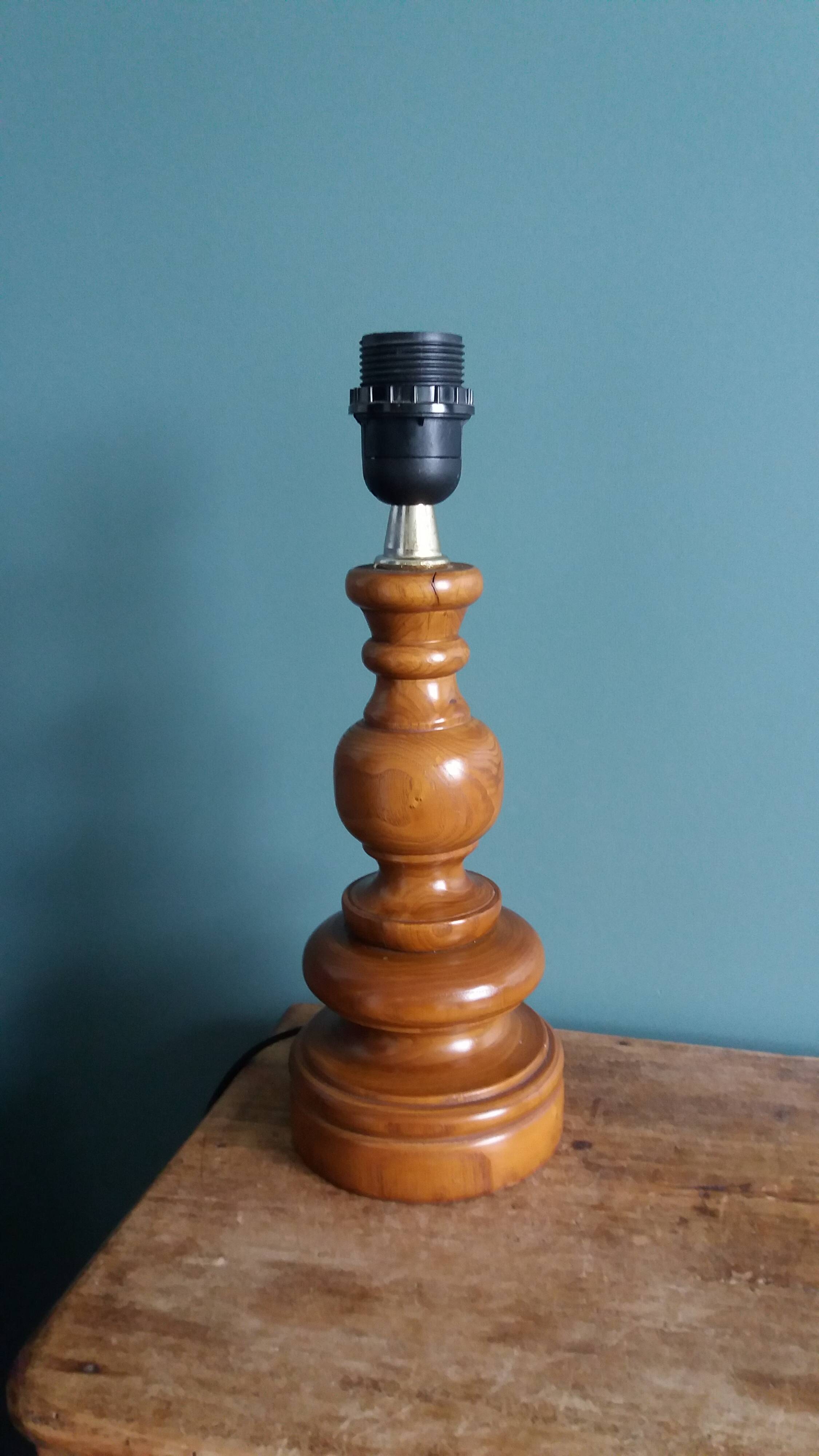 Lamp, turned wooden base