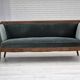 1950s, Danish 3-seater sofa, green/blue furniture velour, ash wood.