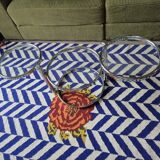 table basse vintage style leitmotiv design 70 chrome et verre 3 plateaux
