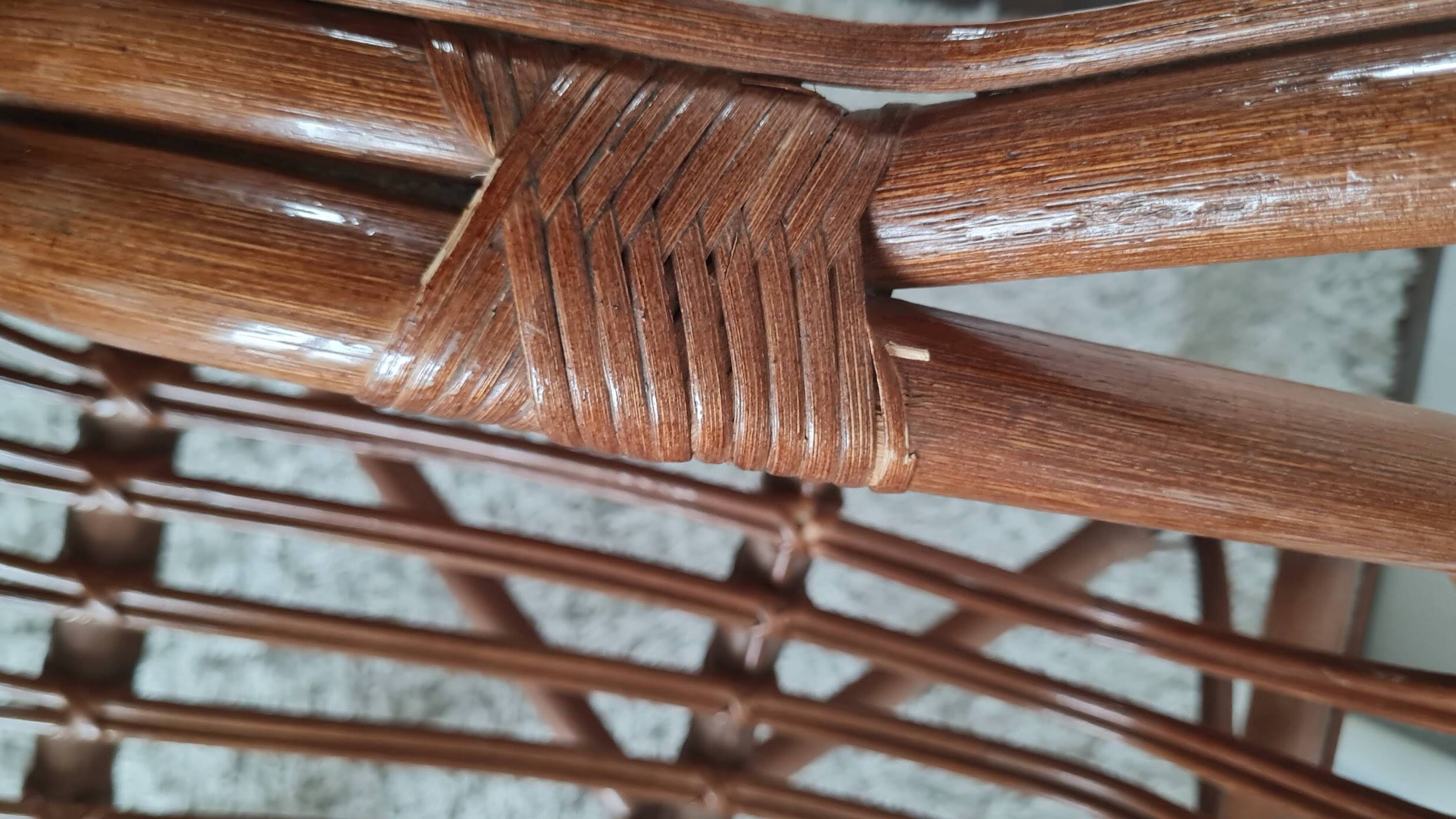 Pair of vintage rattan armchairs circa the 1970s.