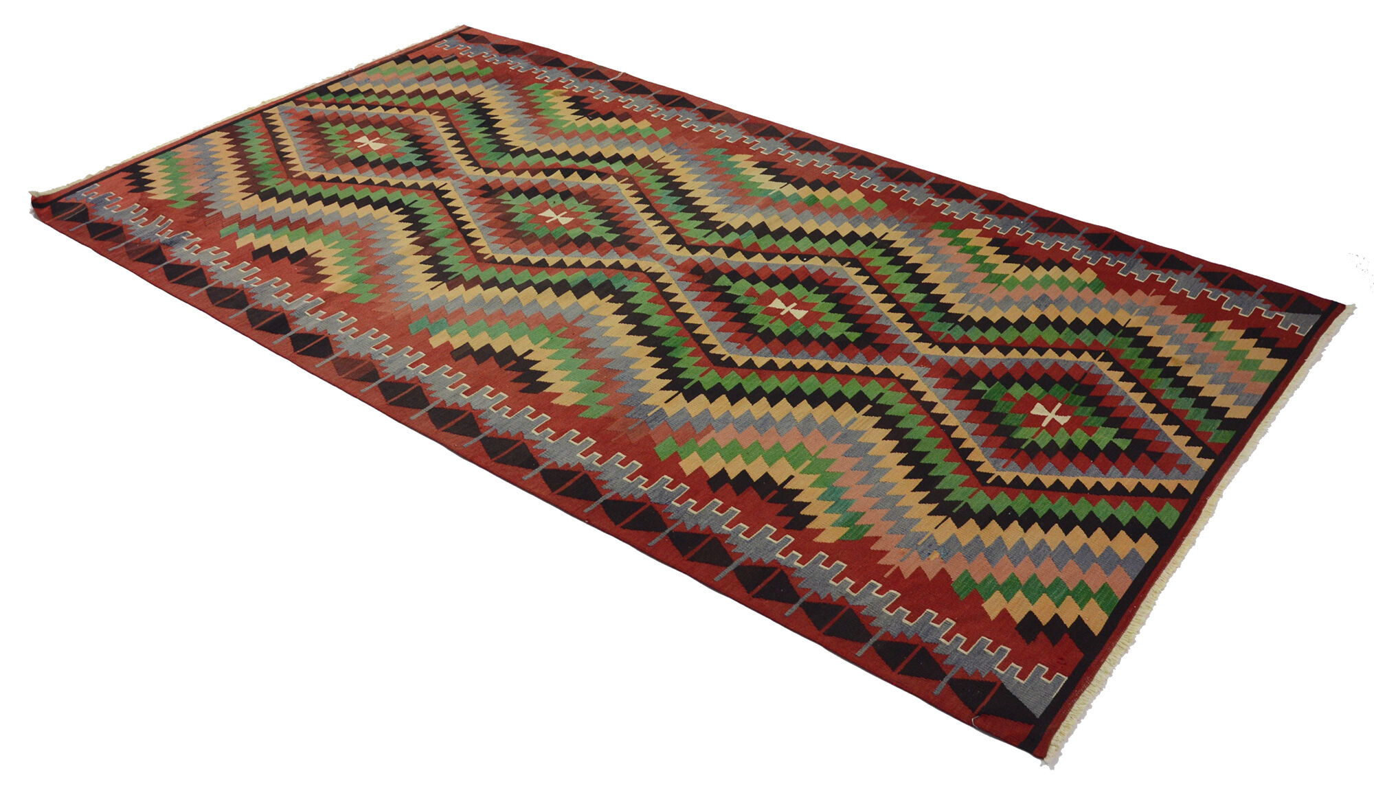 Vintage Turkish Kilim Co Coloured Turkish 175x247 cm Handwoven Bohemian Spirit