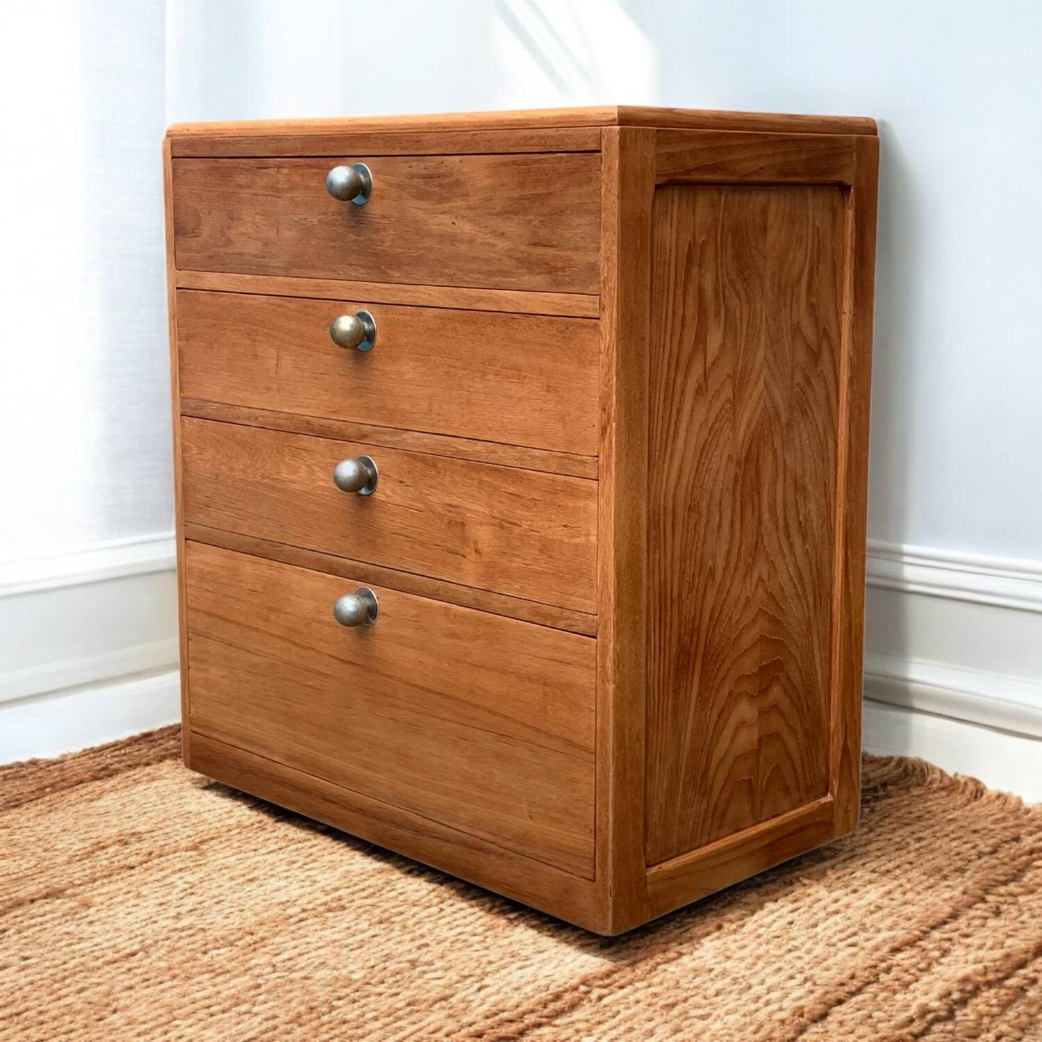 Vintage chest of drawers in solid raw wood from 1950