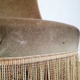 Bronze green velvet toad armchair