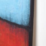 Blue and Red original minimalist abstract modern painting, stretched canvas