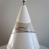 François chatain conical ceramic lamp with asymmetrical pattern brown and cream 1980