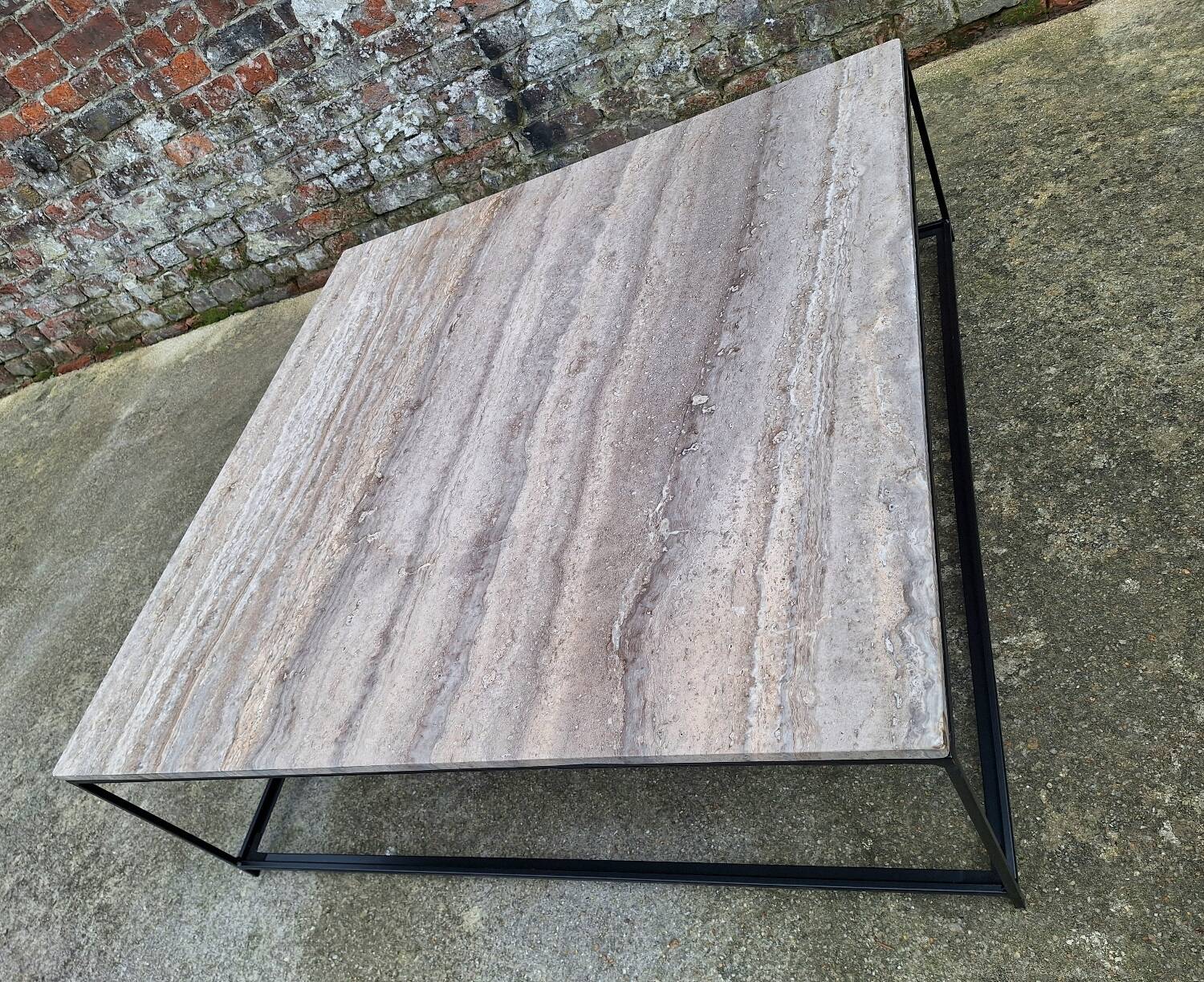 Mahaut coffee table with grey travertine top AMPM, large designer piece.