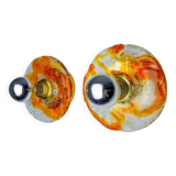 Pair of round wall lights by Murano Mazzega in orange frosted glass, Italy, 1970