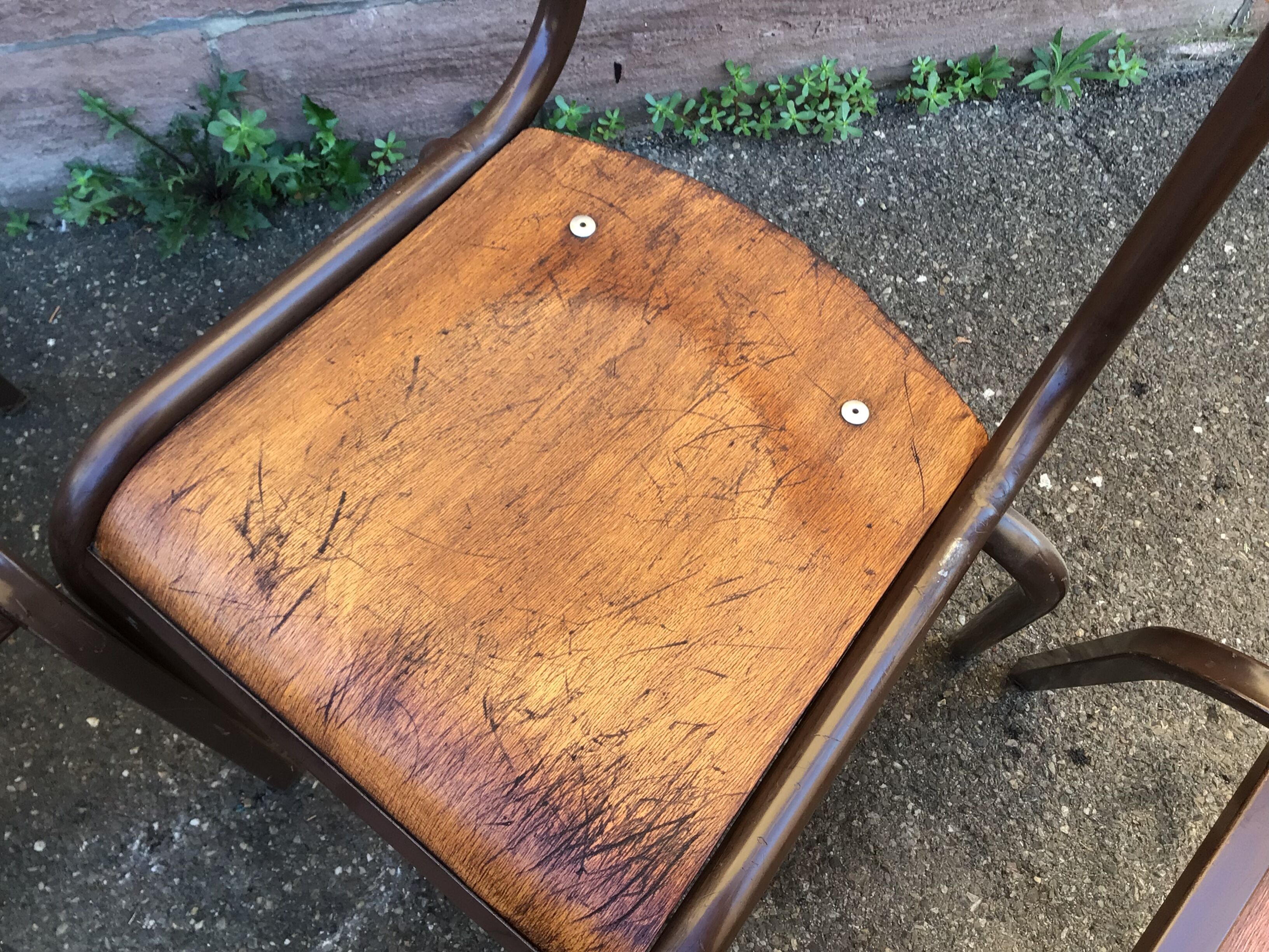 Set of 4 mismatched chairs vintage school mullca communities