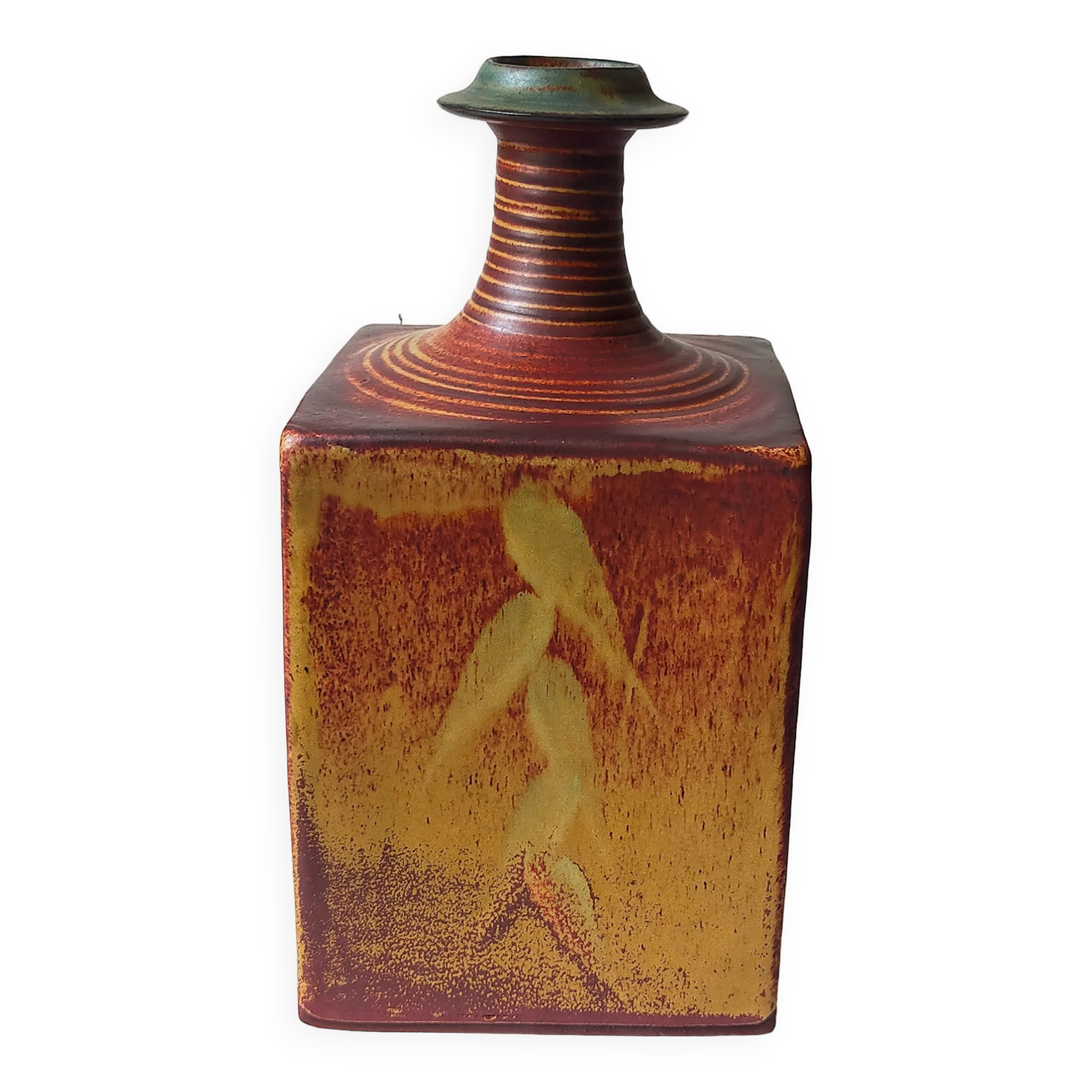 Vintage Scandinavian enamelled earth soliflore vase