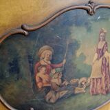 Lit Louis XV de forme corbeille en bois laqué et peint vers 1900