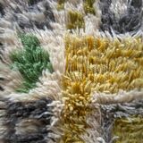 Mid-century Modern High Pile, Yellow, White, Green & Grey Rya Rug, Sweden, 1960s