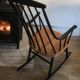 Vintage rocking chair in black stained beech