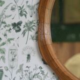 Floral Shaped Rattan Wall Mirror