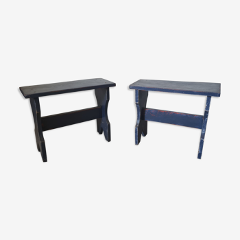 Pair of blue country stools