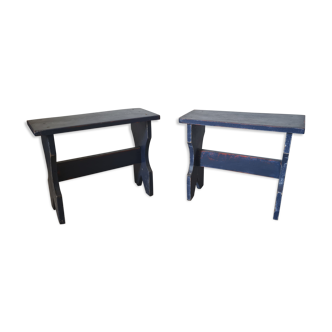 Pair of blue country stools