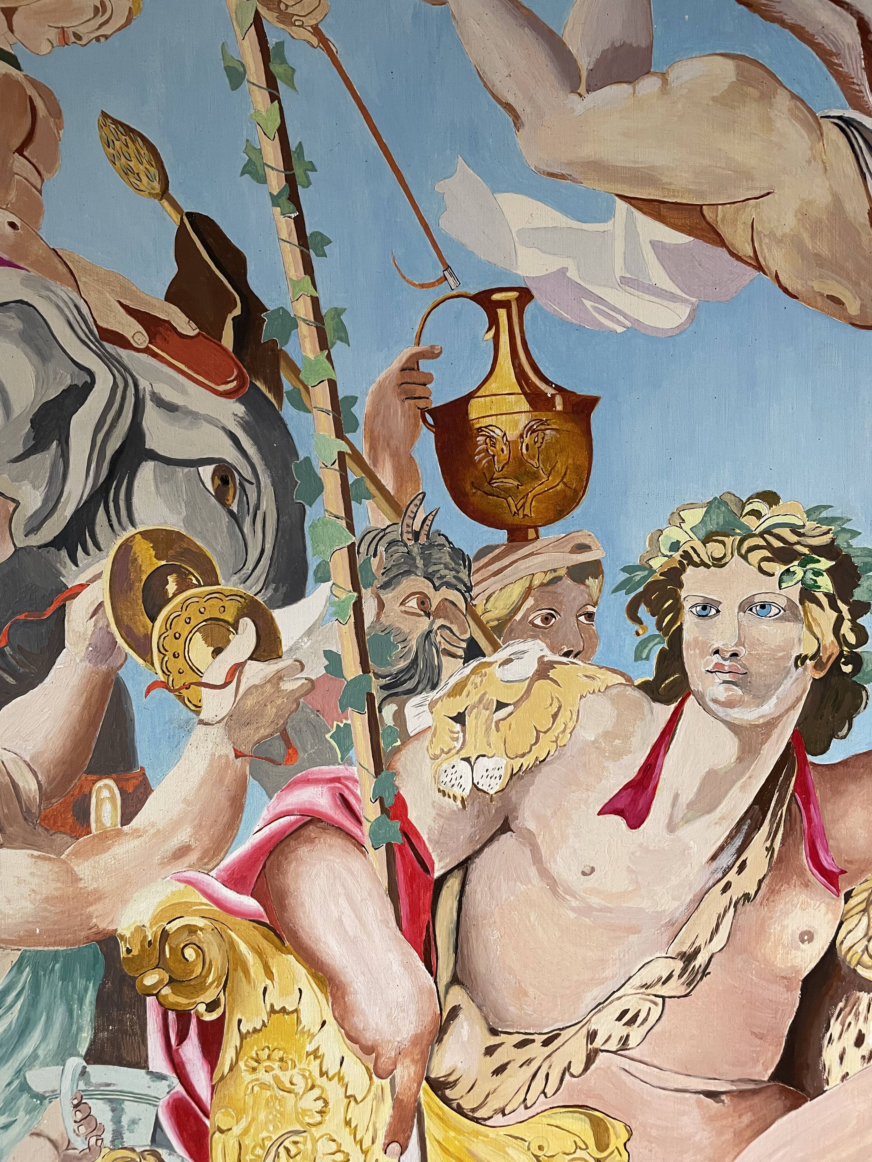 Diptyque baroque on canvas - The Triumph of Bacchus and Ariadne