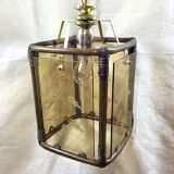 Lantern 1 light bamboo and smoked glasses
