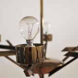 Vintage chandelier in brass and glass