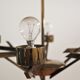 Vintage chandelier in brass and glass