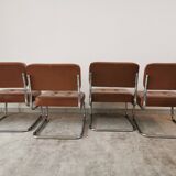 Suite of 4 skai and chrome armchairs 70