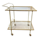 Dessert table with a cream-coloured metal structure and gold brass, 1960s.