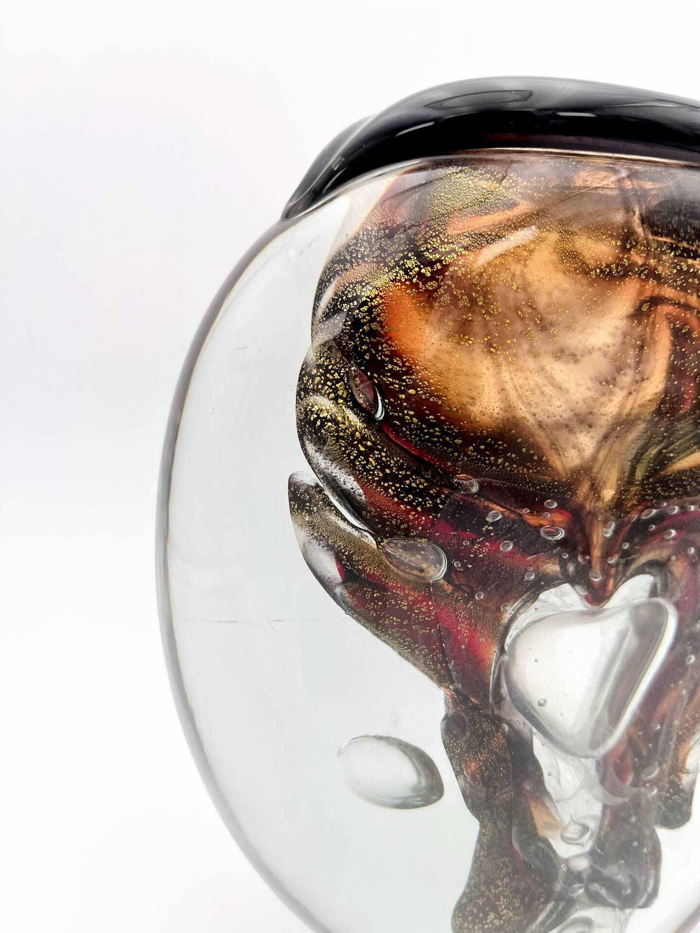Sculptural Vase Robert Pierini Studio Glass 1994 Signed - Copper & Gold