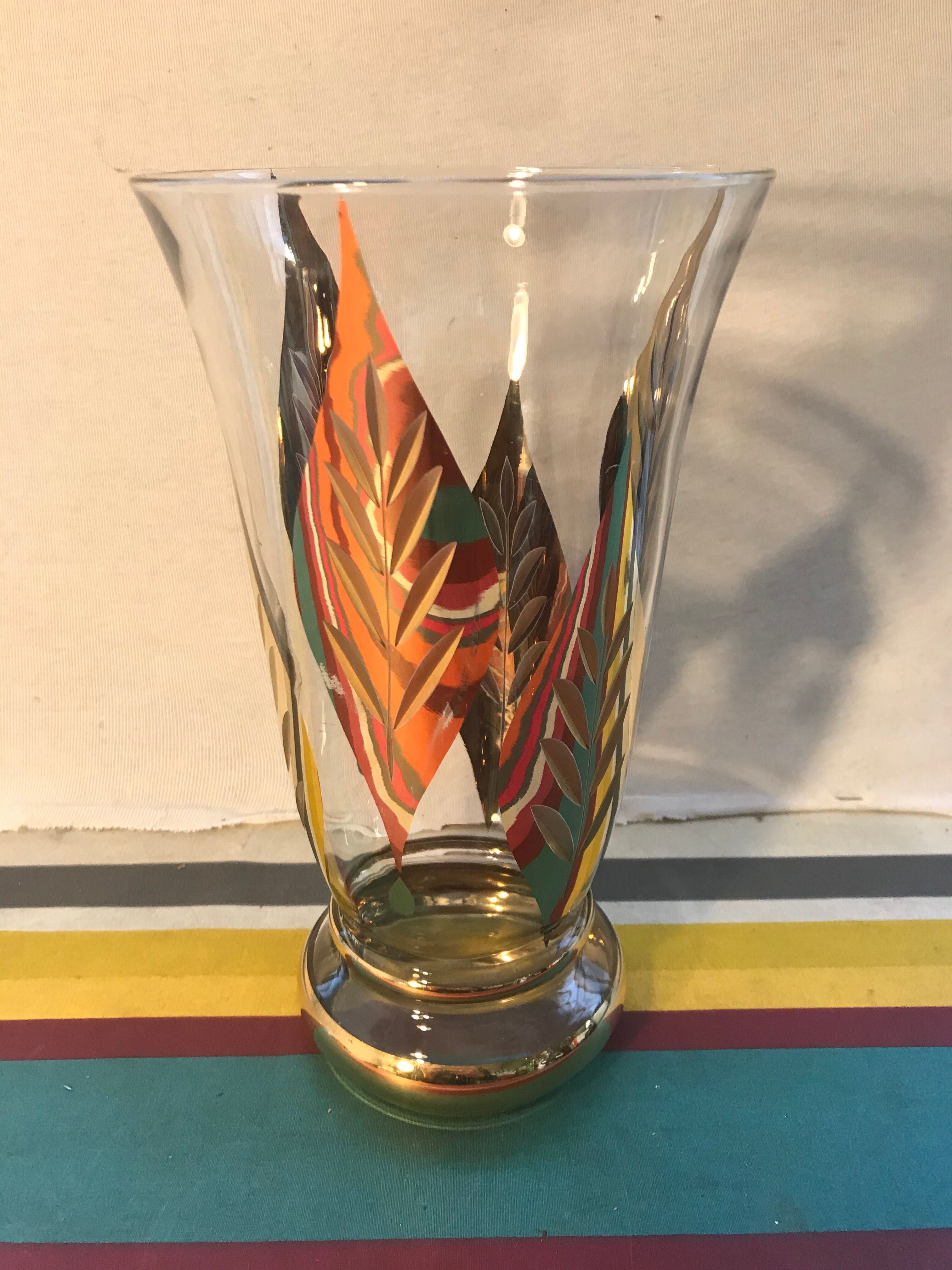 Old FAINS Glassware Vase From BOOM Decor Decelede Dilly Gold Belgium Vintage