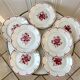 set of 7 flat plates FB Badonviller pinks years 30-40