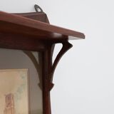 Art Nouveau Wall-Mounted Coat Rack with Framed Watercolors by Cassier, Belg