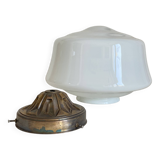 Globe ancien en verre opalin blanc