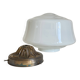 Very large antique white opaline glass globe 30 cm chandelier pendant light
