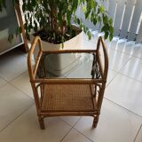 Rattan and caning side table