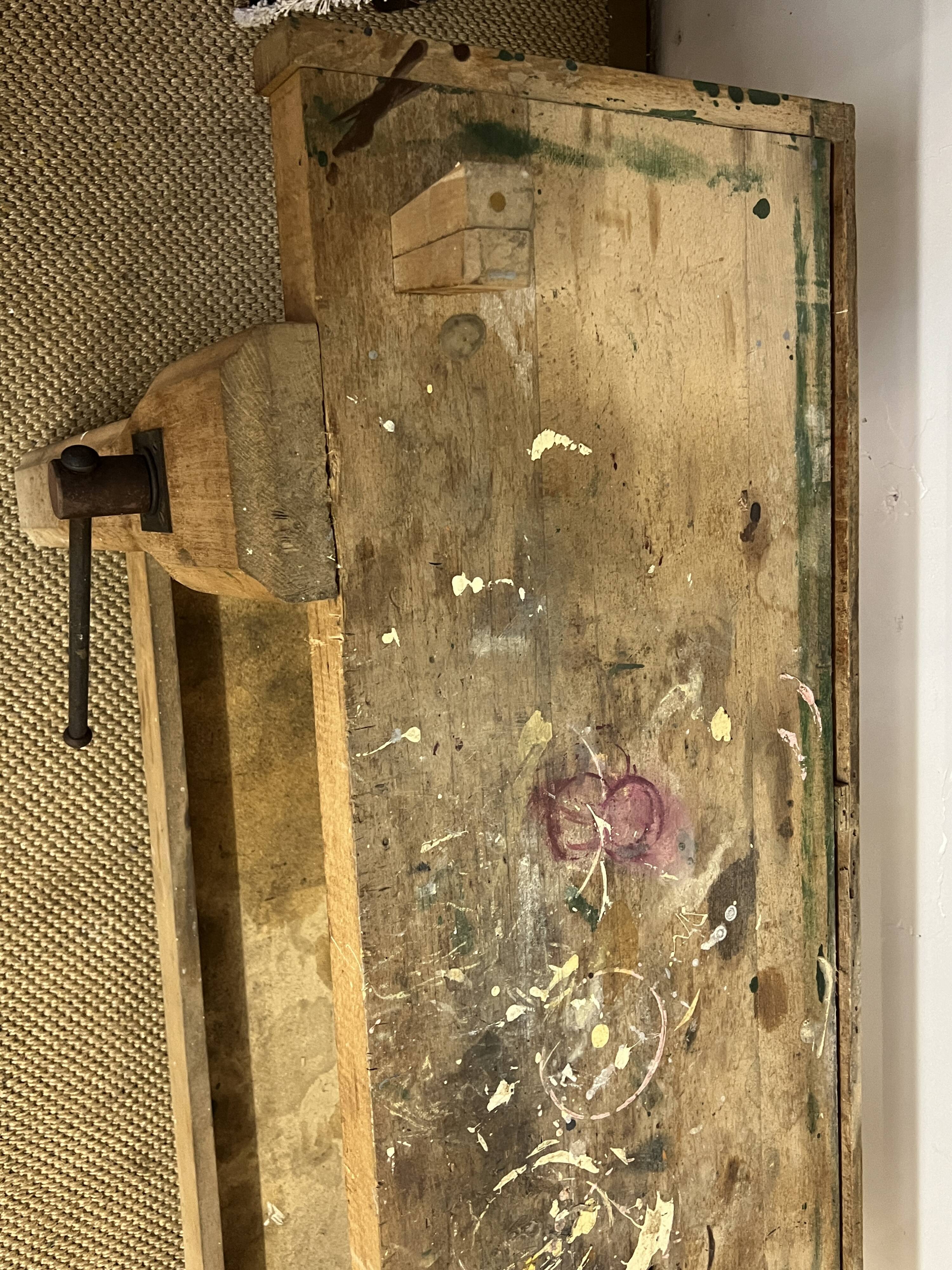 Old wooden craft workbench