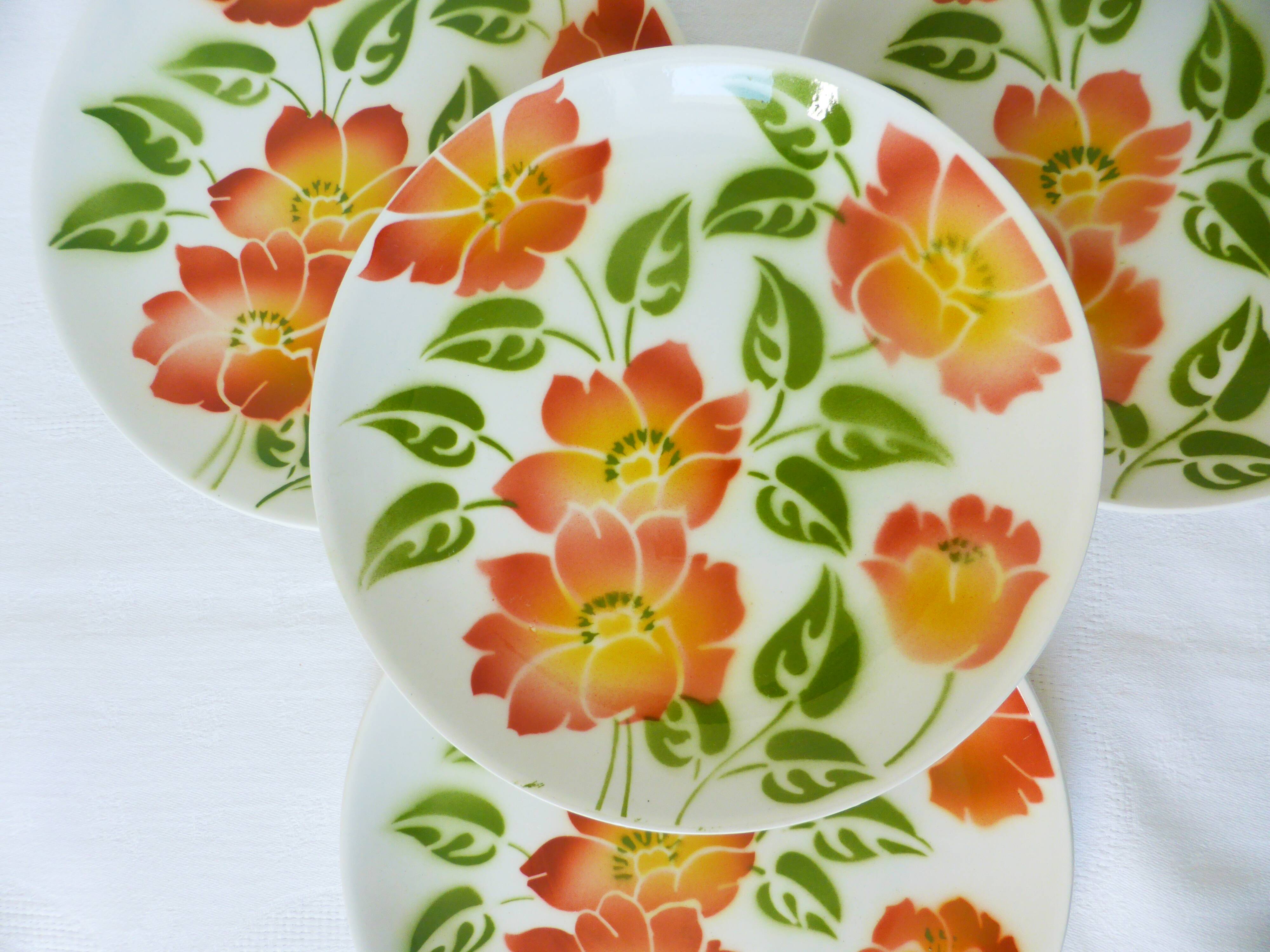 4 dessert plates Moulin des Loups Orchies model Ontario 210679